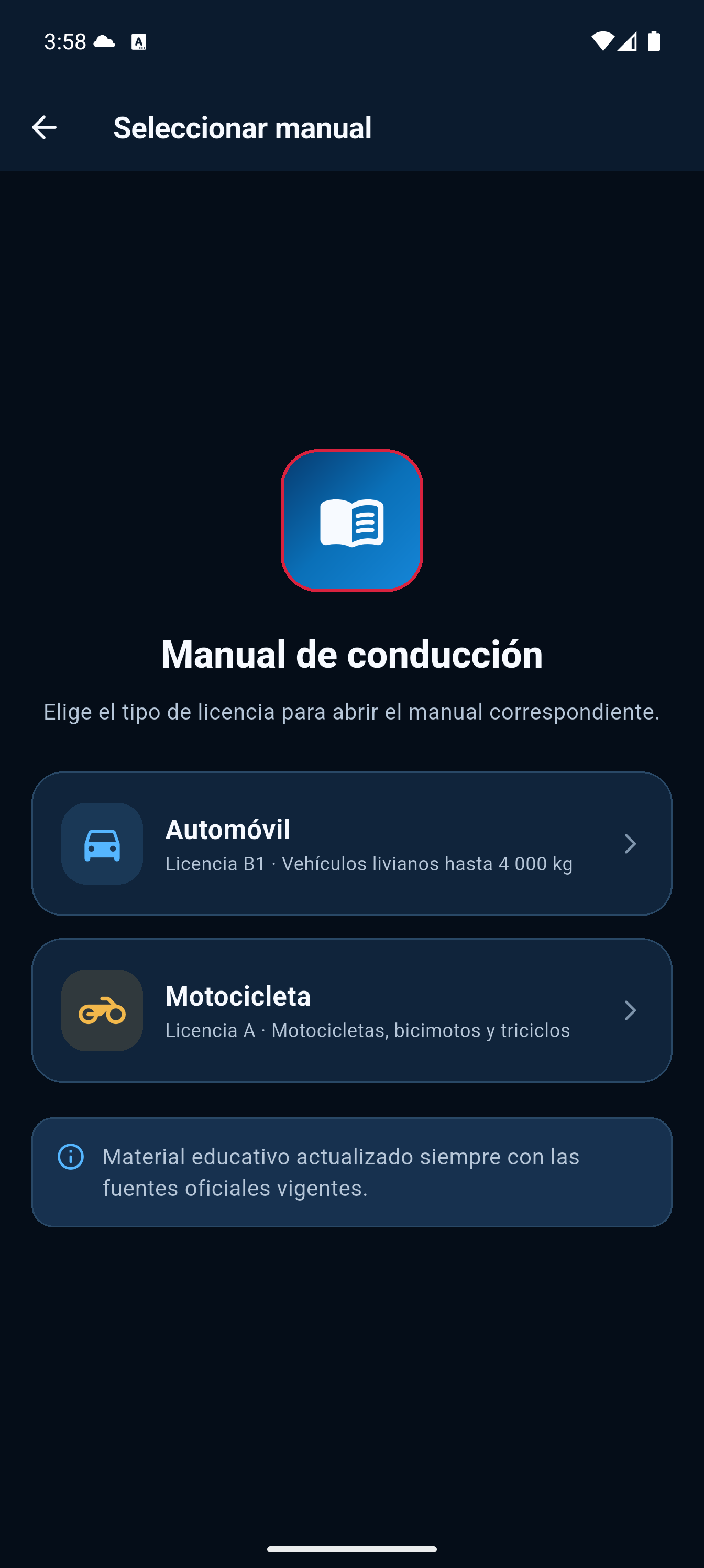 Opciones de manual y resumen