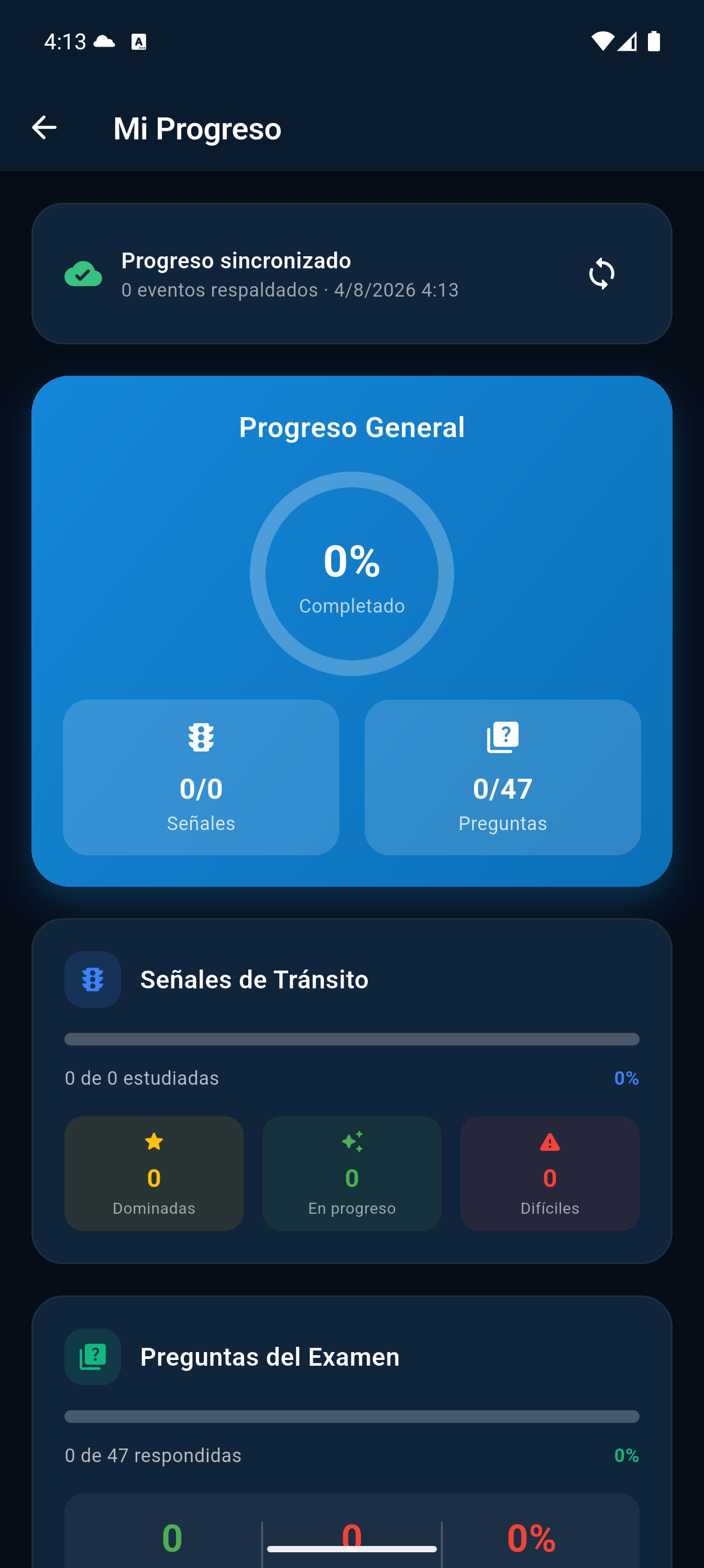 Panel de progreso sincronizado